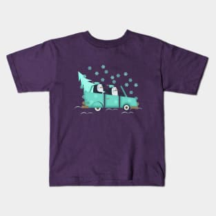 Tree shopping penguins Kids T-Shirt